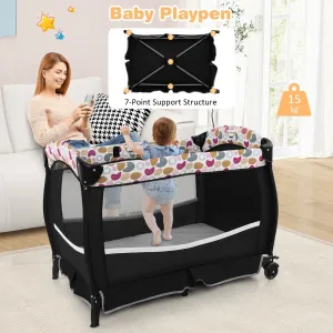 4 in 1 Portable Baby Nursery Center with Bassinet-Multicolour