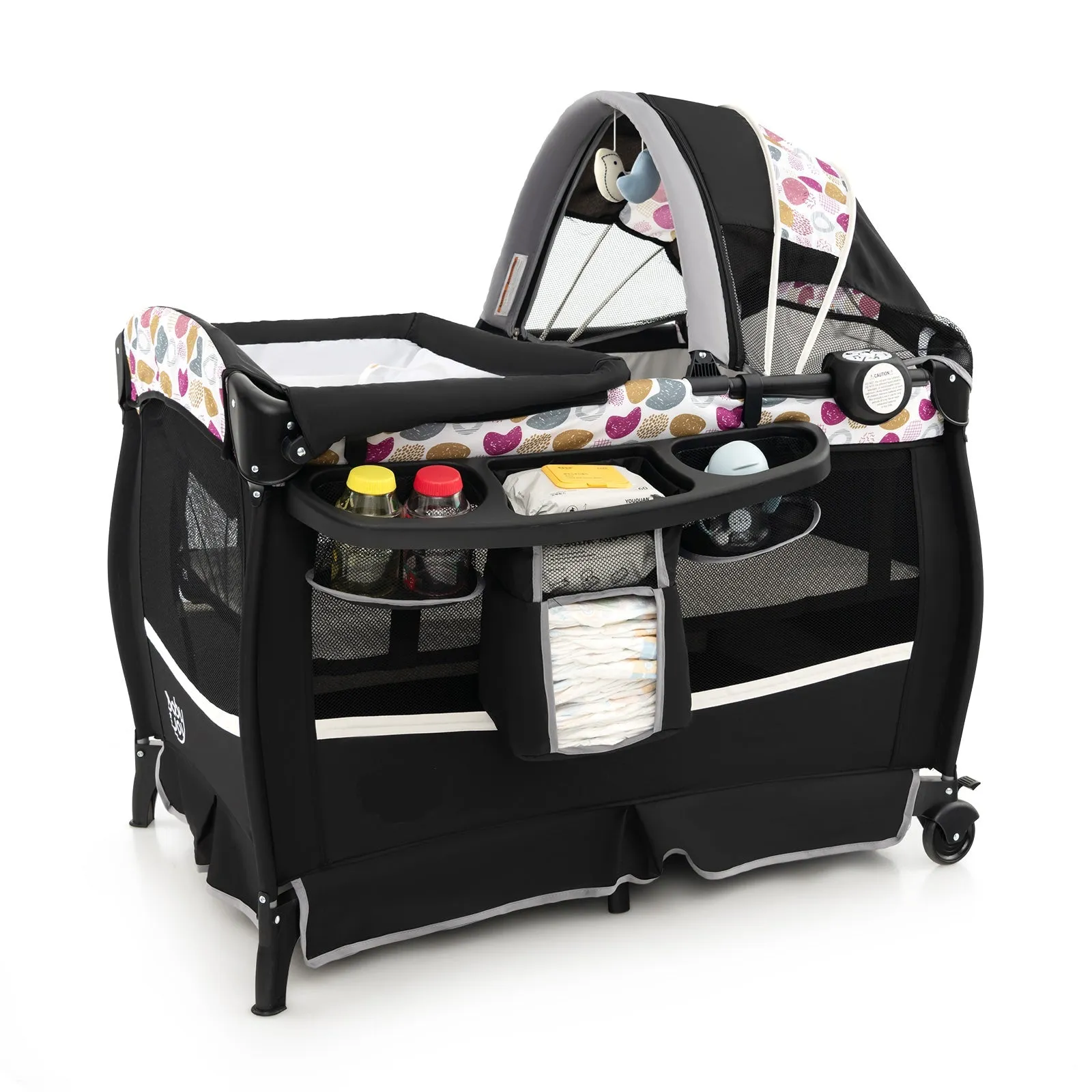 4 in 1 Portable Baby Nursery Center with Bassinet-Multicolour