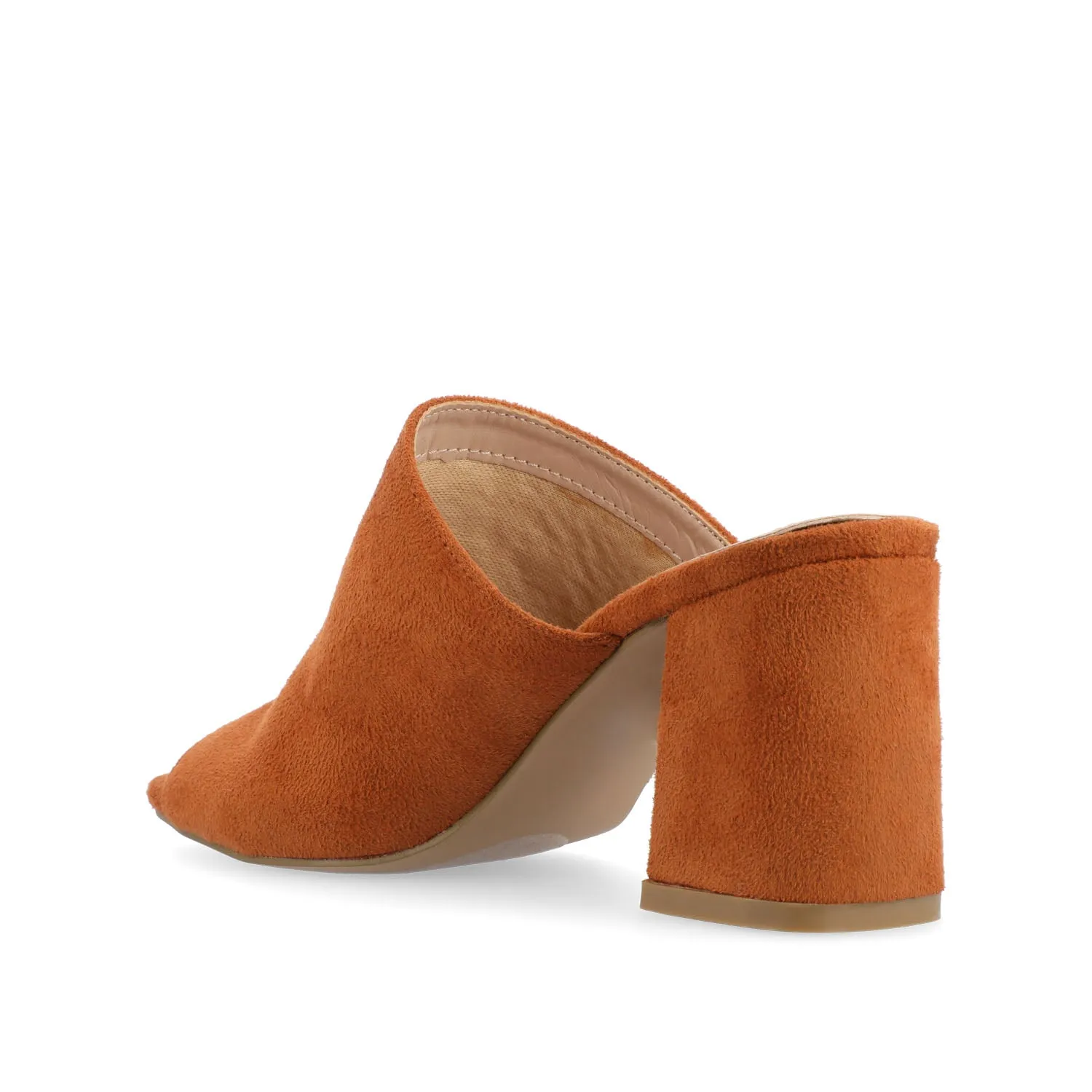 ADELAIDE MULE BLOCK HEELS IN FAUX SUEDE