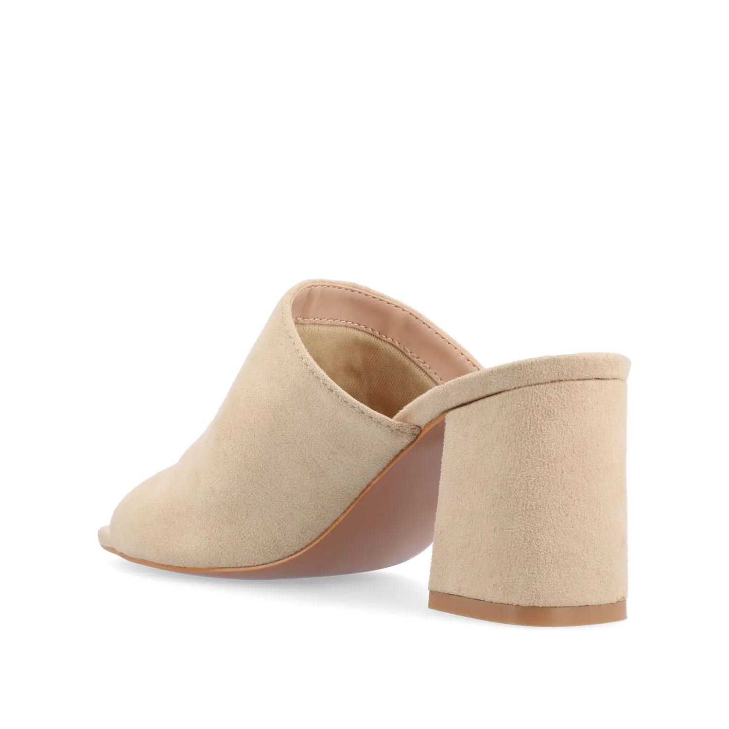 ADELAIDE MULE BLOCK HEELS IN FAUX SUEDE