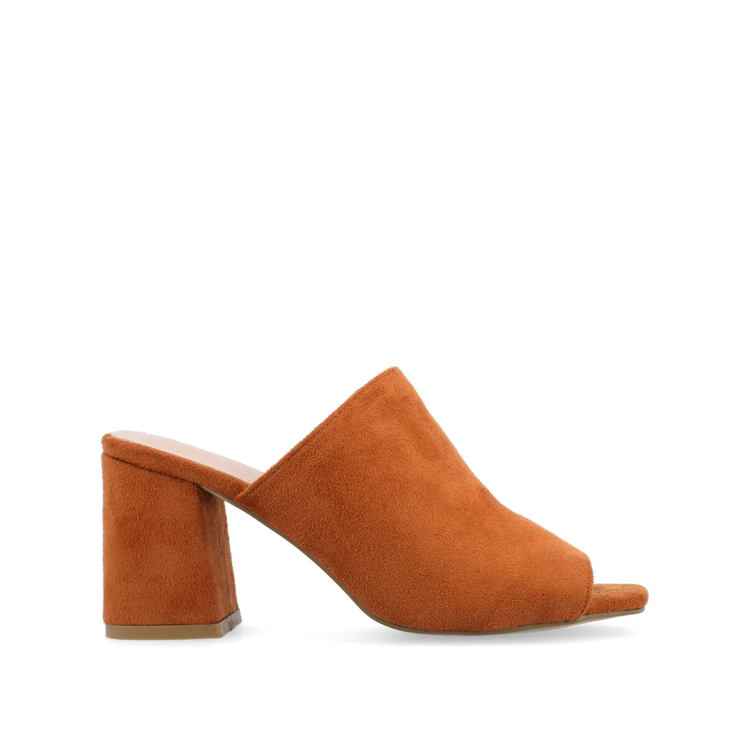 ADELAIDE MULE BLOCK HEELS IN FAUX SUEDE