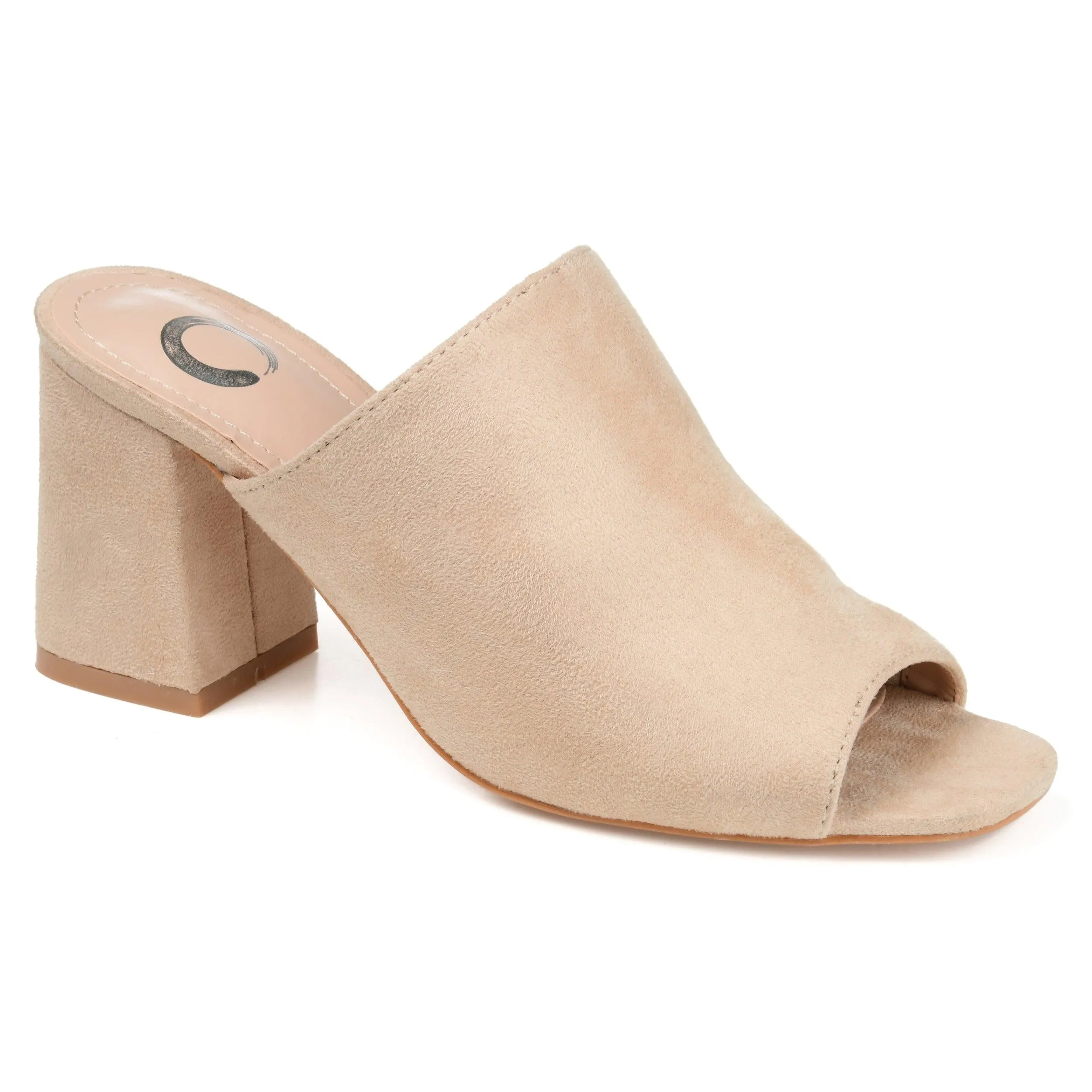 ADELAIDE MULE BLOCK HEELS IN FAUX SUEDE