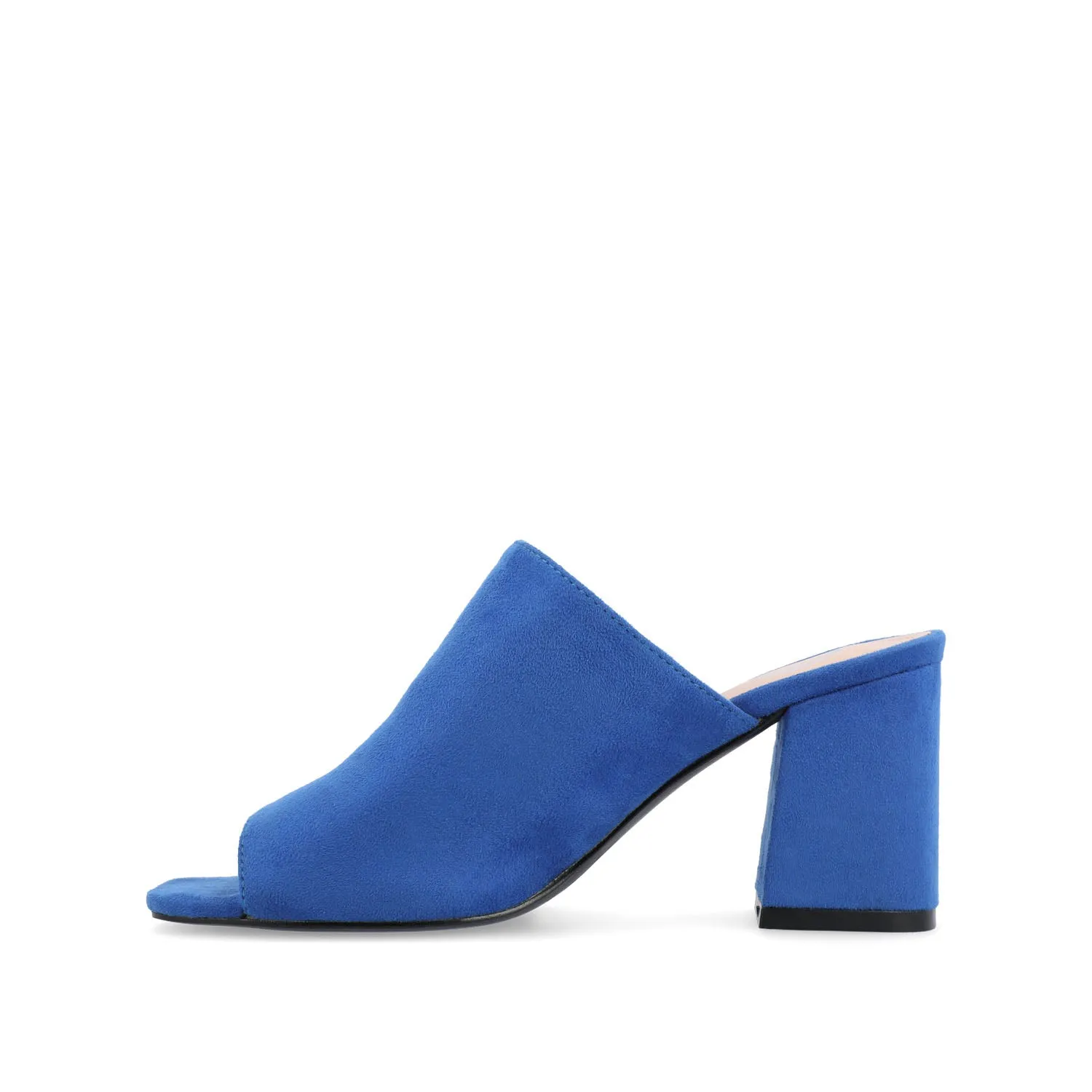 ADELAIDE MULE BLOCK HEELS IN FAUX SUEDE