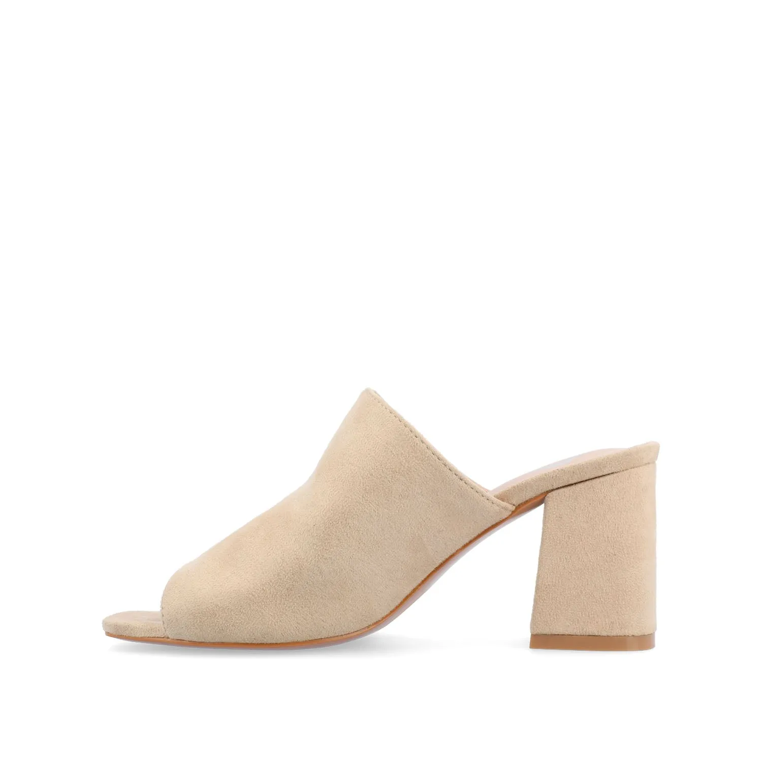 ADELAIDE MULE BLOCK HEELS IN FAUX SUEDE