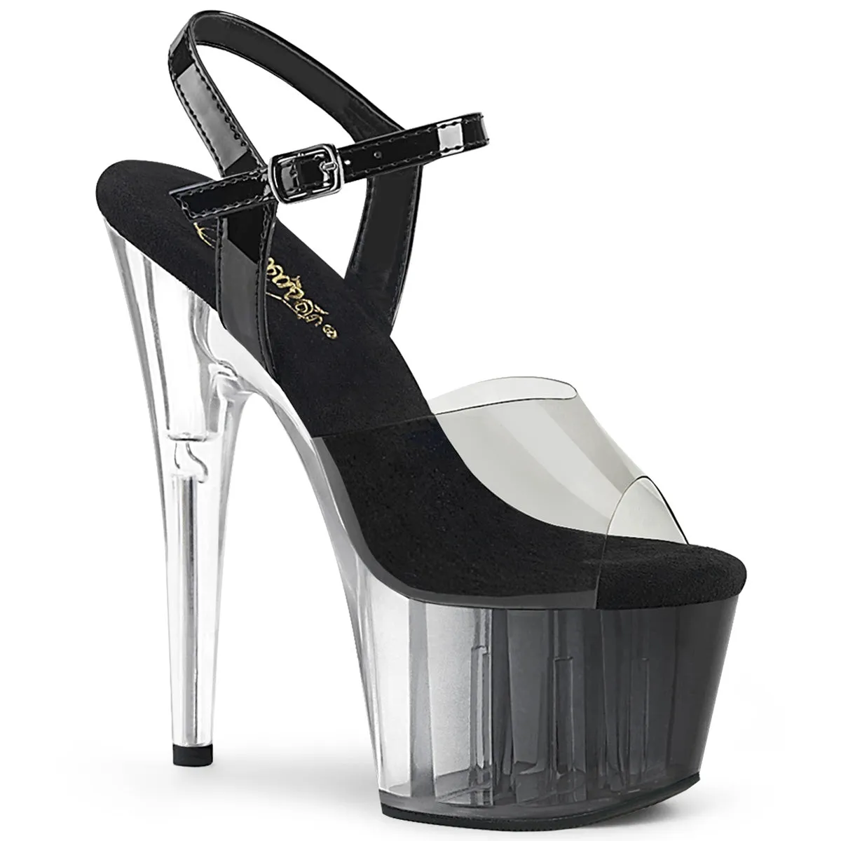 Adore-708T-1 Smoke-Blk/Blk-Clr Ombre, 7" Heels (Speed Heels)