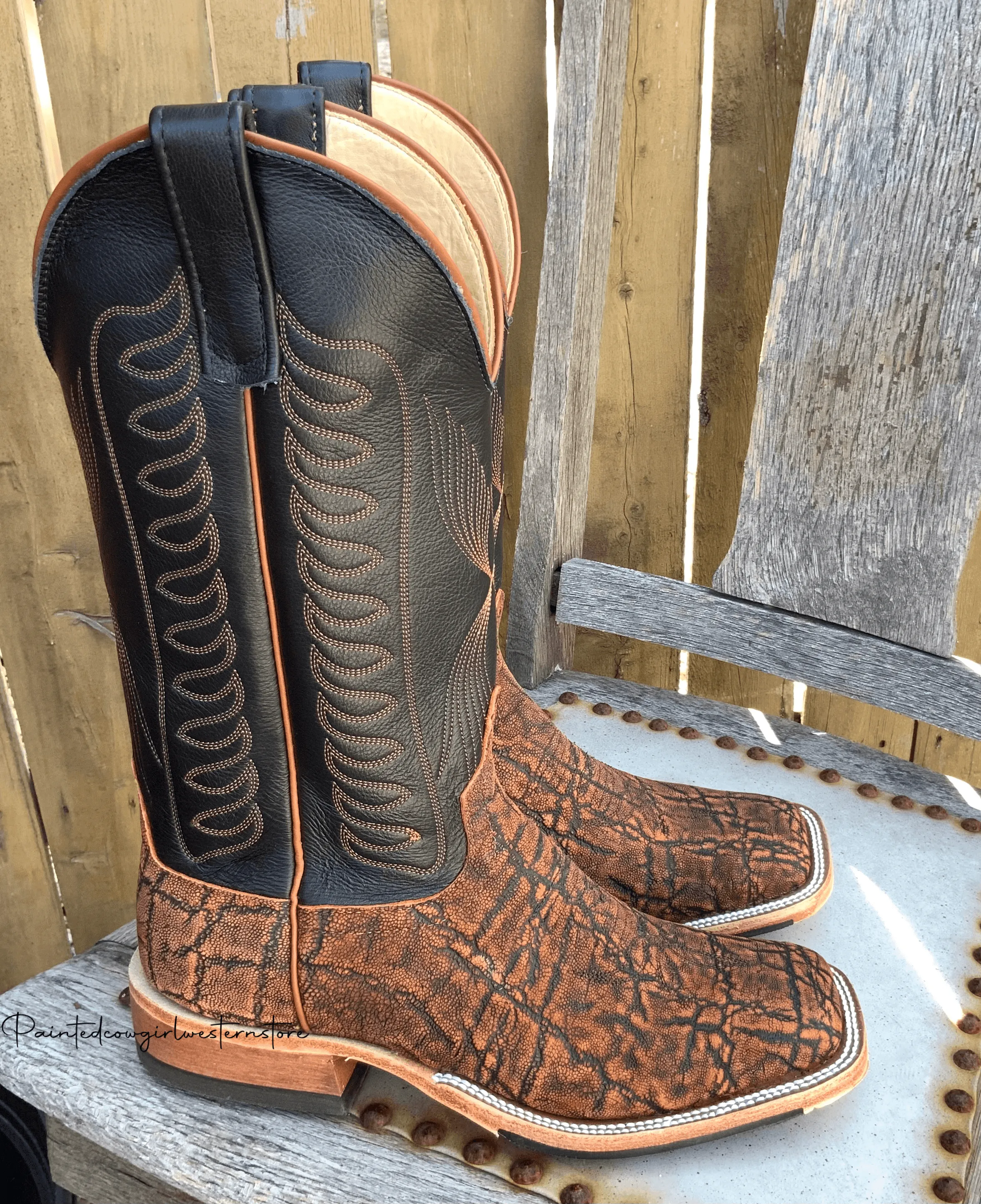 Anderson Bean Men's 13" Rust Safari Elephant Square Toe Cowboy Boots 332203