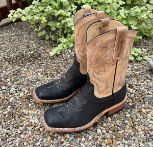 Anderson Bean Men's Black Shark & Bone Mad Cat Square Toe Cowboy Boots 335360