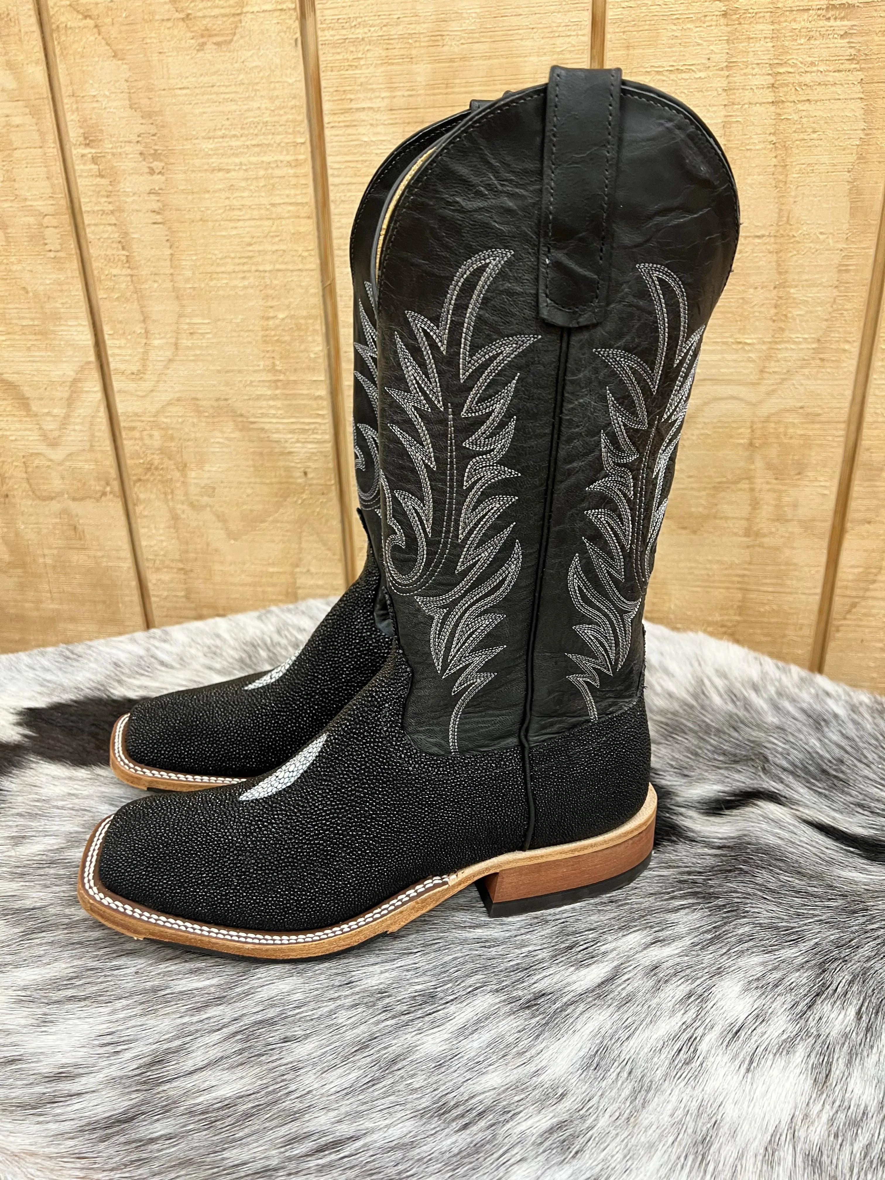 Anderson Bean Men's Black Stingray 13” Square Toe Cowboy Boots 335355 338946