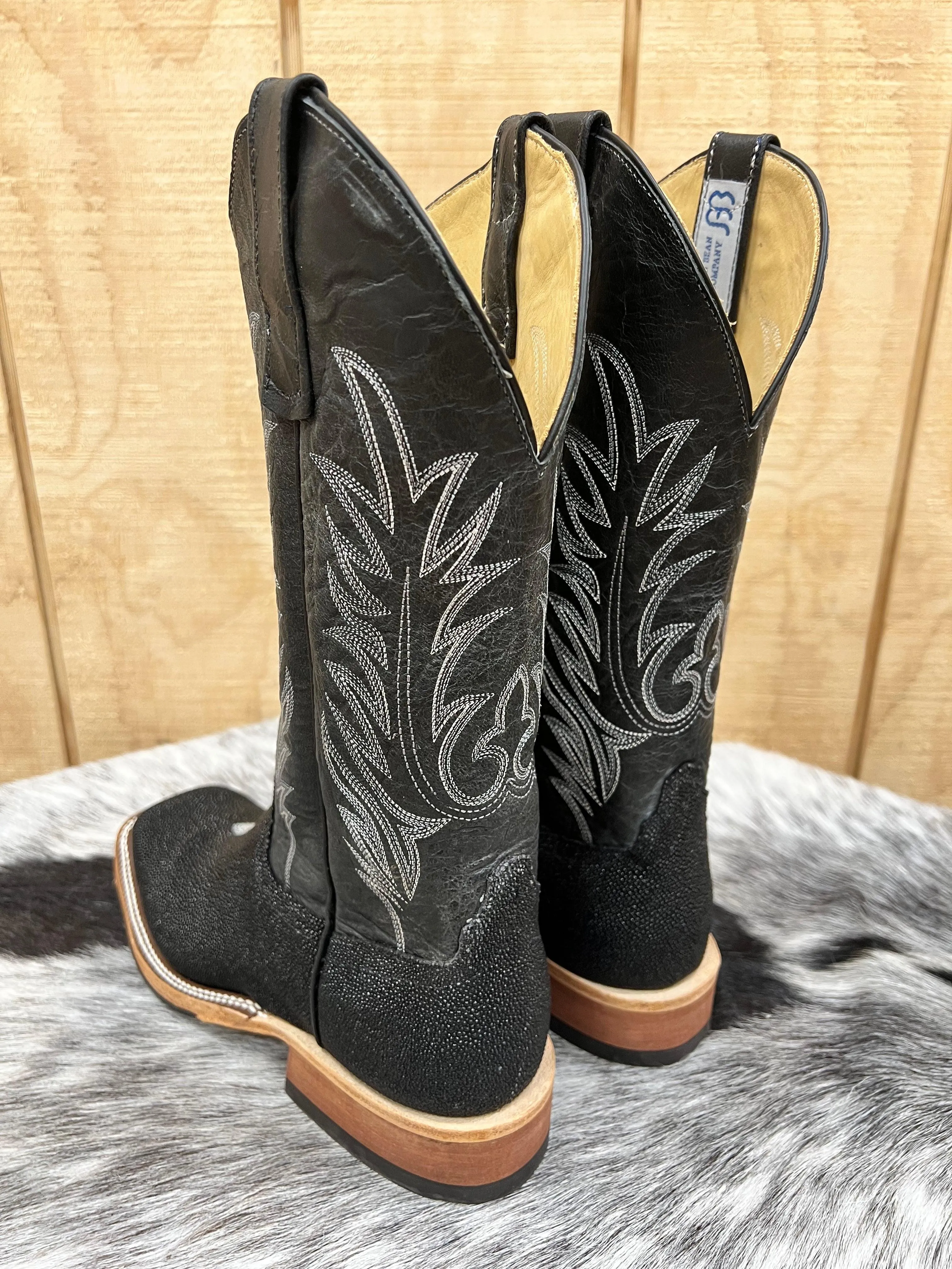 Anderson Bean Men's Black Stingray 13” Square Toe Cowboy Boots 335355 338946