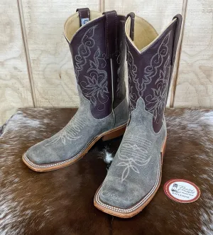 Anderson Bean Women’s Stone Waxy Kudu & Vienna Luscious Deerskin 10” Square Toe Cowgirl Boots 333581