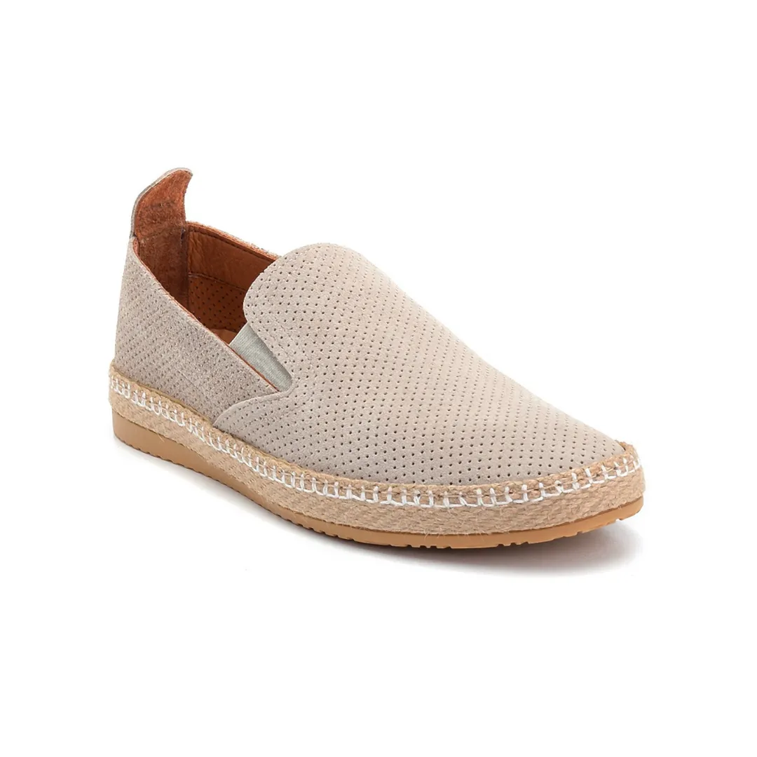 Beige Men Leather Suede Espadrilles