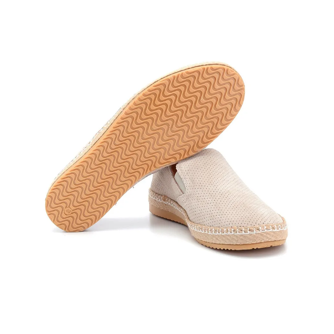 Beige Men Leather Suede Espadrilles