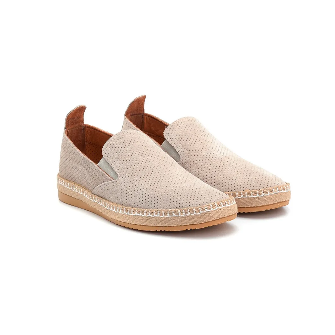 Beige Men Leather Suede Espadrilles