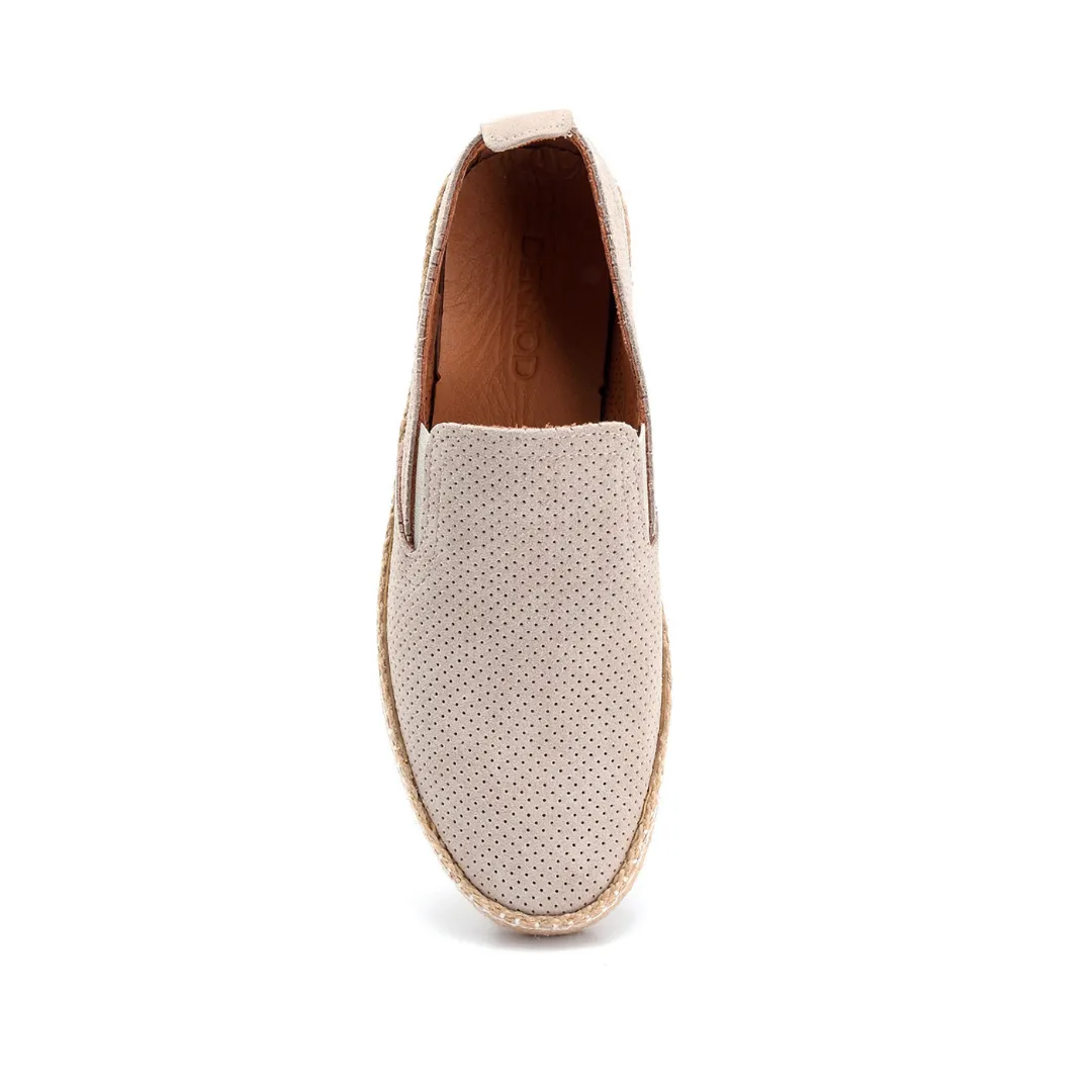 Beige Men Leather Suede Espadrilles