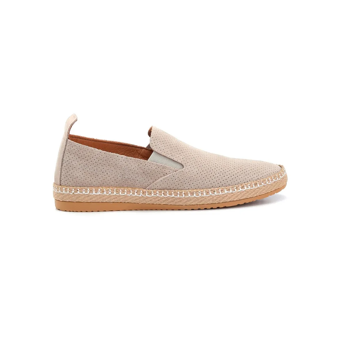 Beige Men Leather Suede Espadrilles