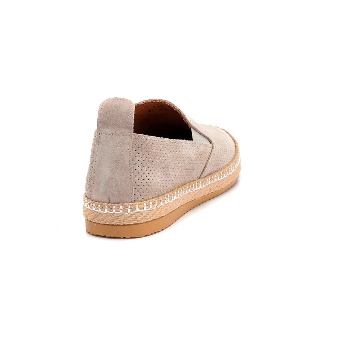 Beige Men Leather Suede Espadrilles