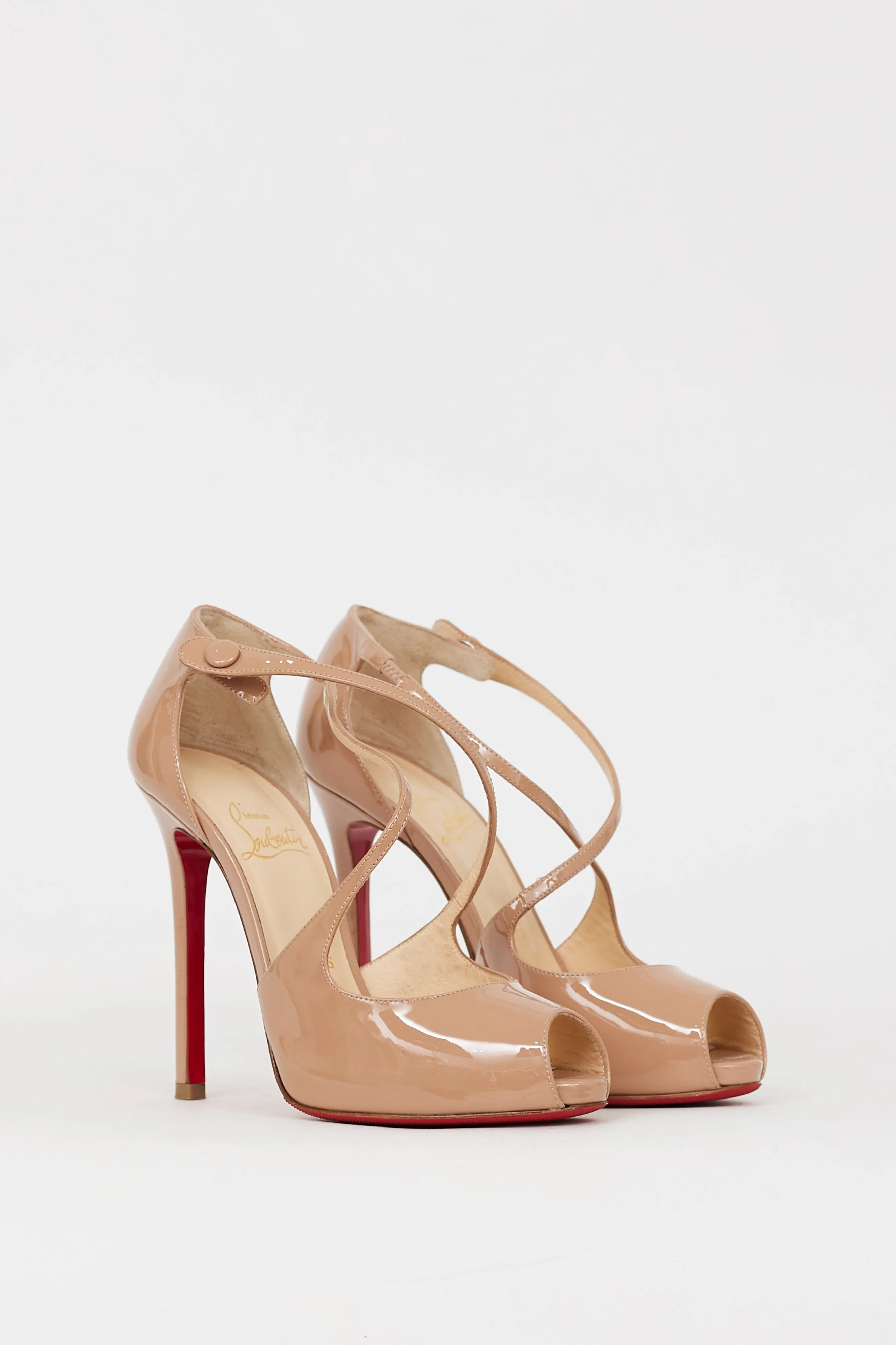 Beige Patent Leather Debridtoe 110 Heel