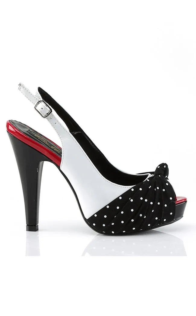 BETTIE-09 Wht Pat-Blk Fabric Heels