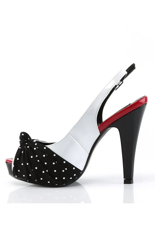 BETTIE-09 Wht Pat-Blk Fabric Heels