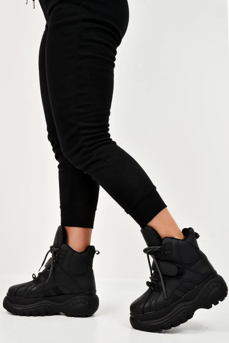 Black Extreme Sole Chunky Lace Up Boots - Jaxson