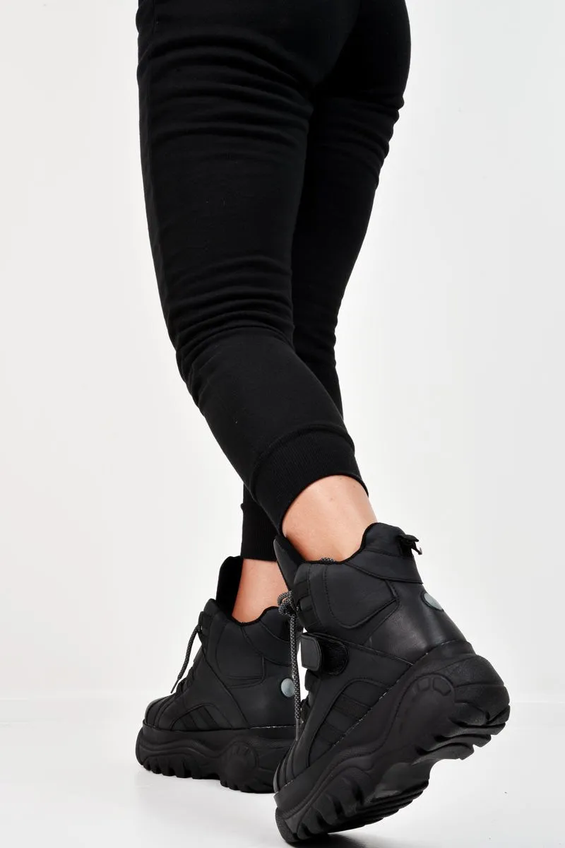 Black Extreme Sole Chunky Lace Up Boots - Jaxson