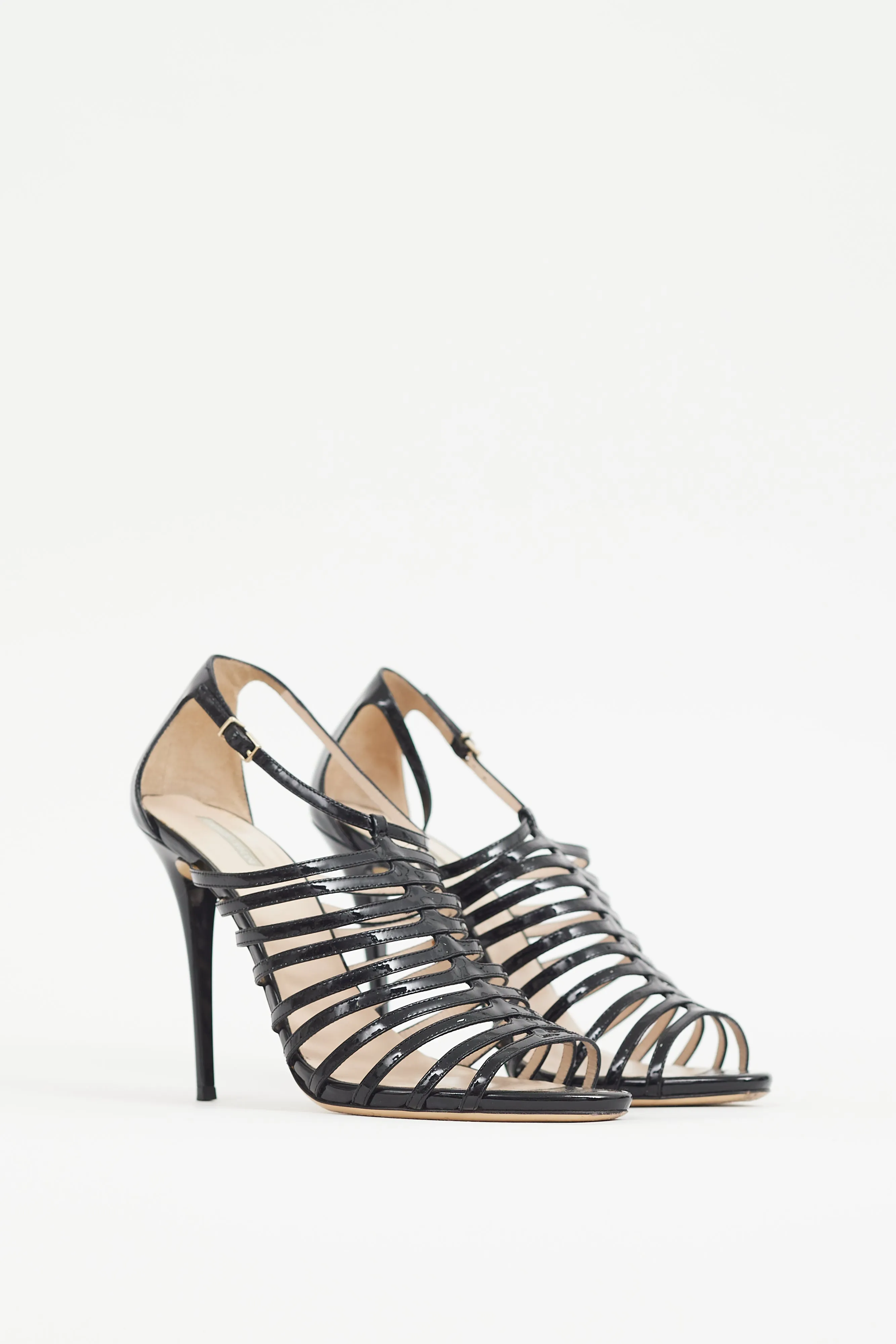 Black Patent Leather Cage Heel