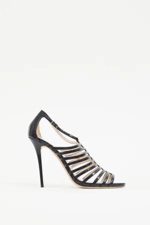 Black Patent Leather Cage Heel