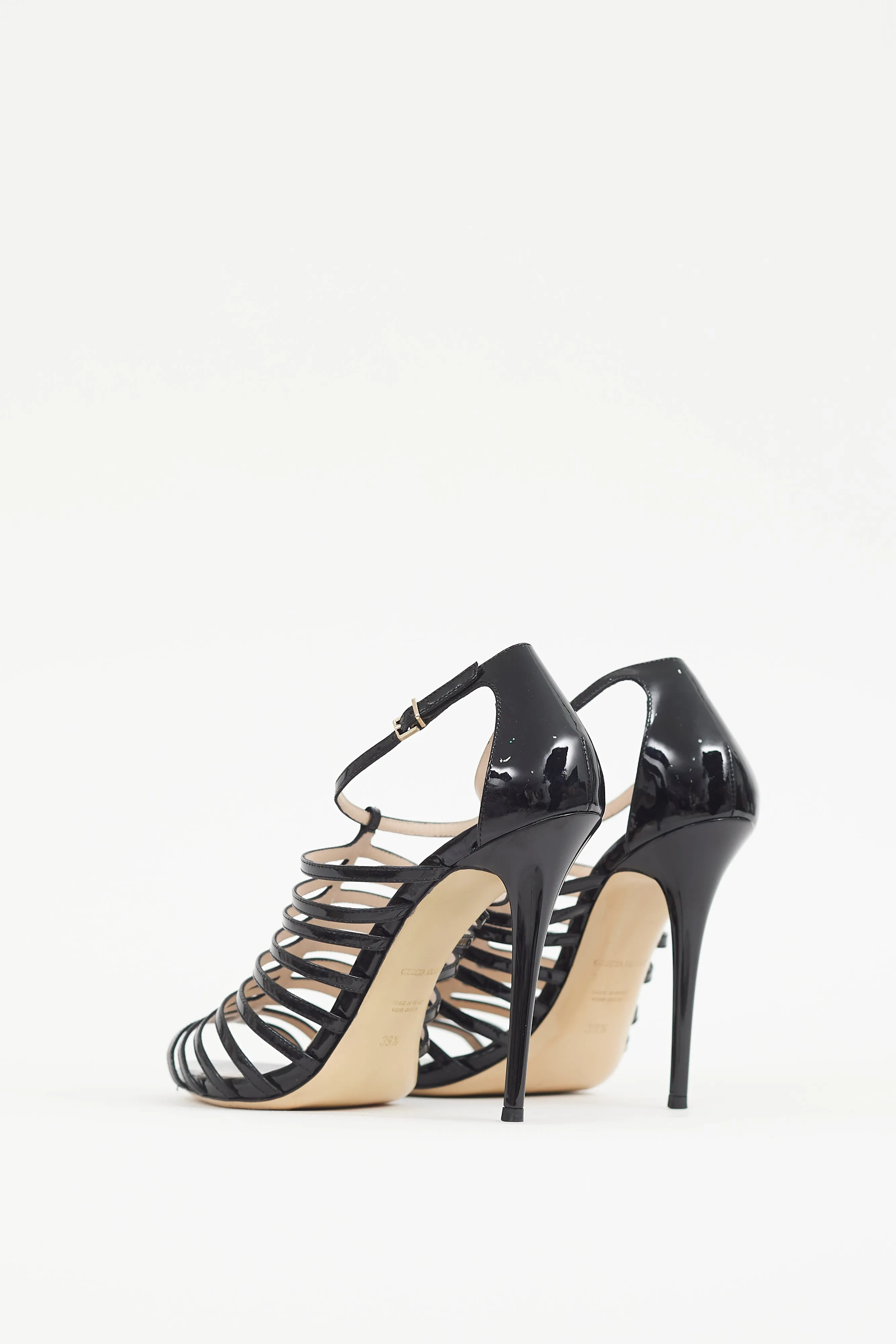 Black Patent Leather Cage Heel