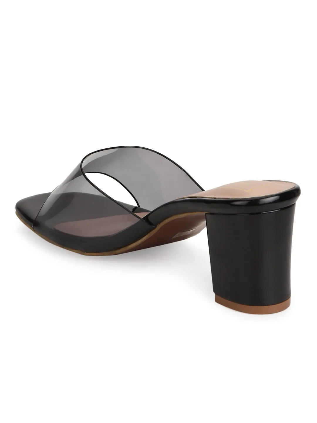 Black Patent Perspex Clear Strap Mules