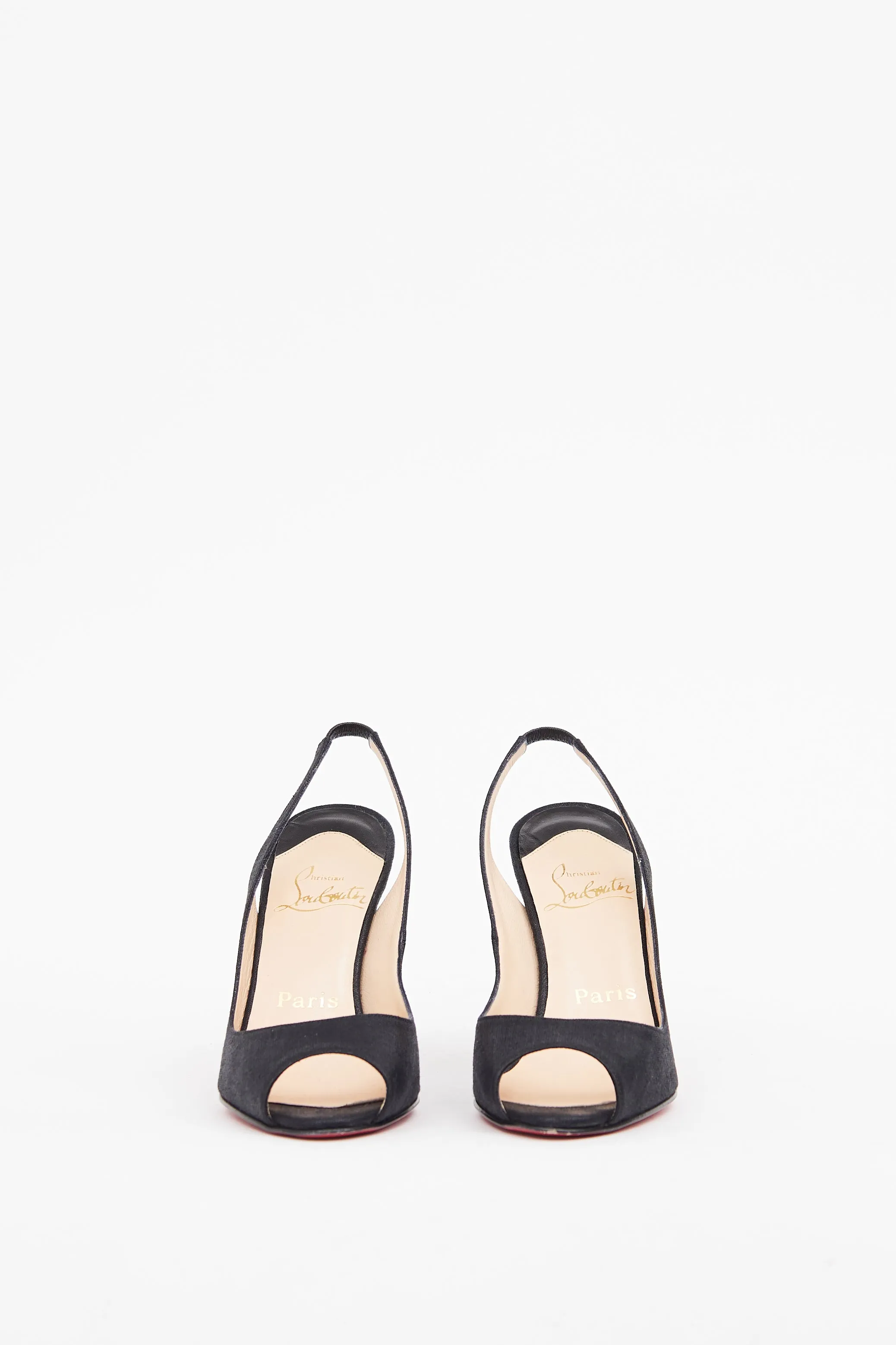 Black Peep Toe Slingback Heel