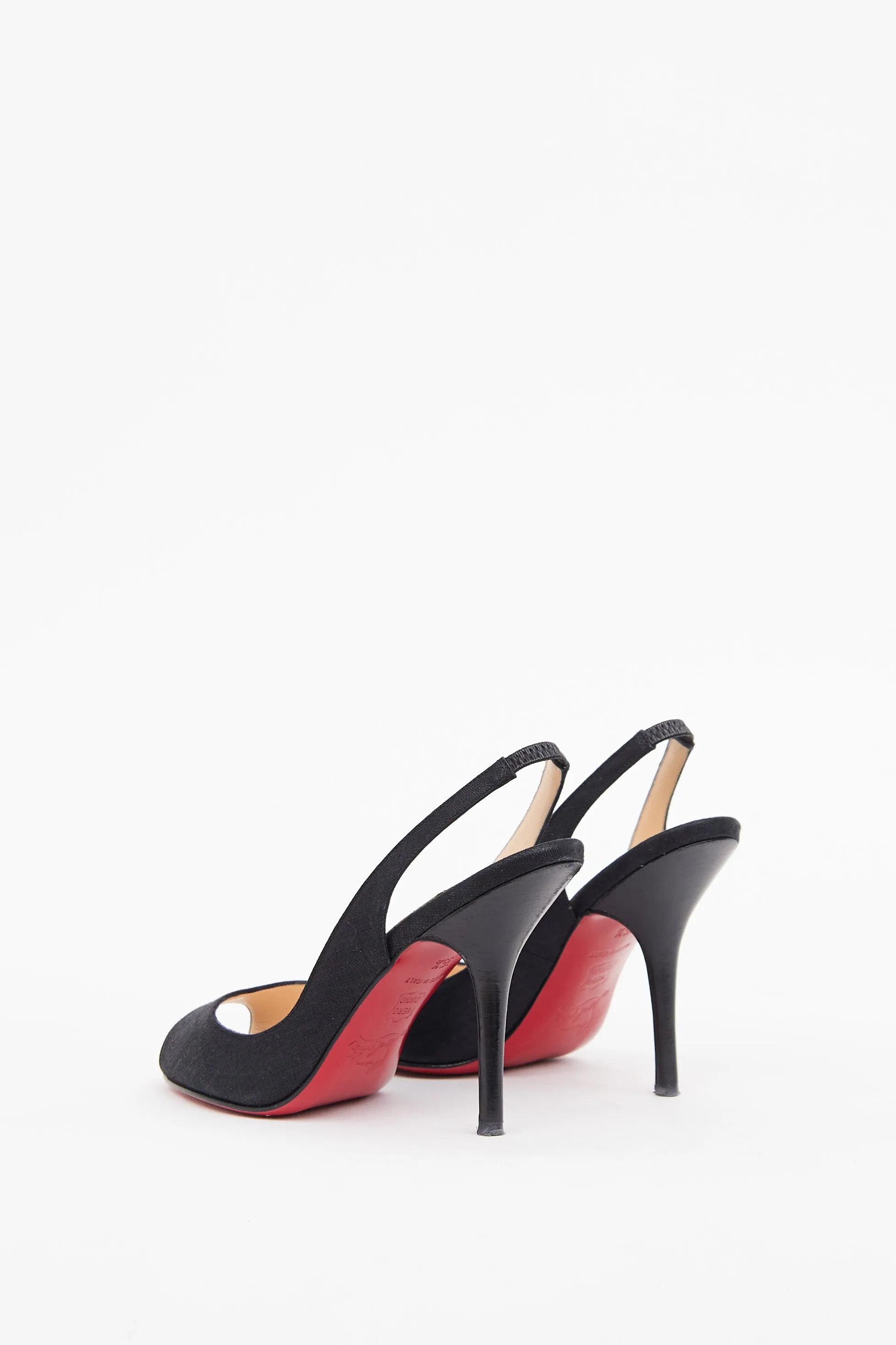 Black Peep Toe Slingback Heel