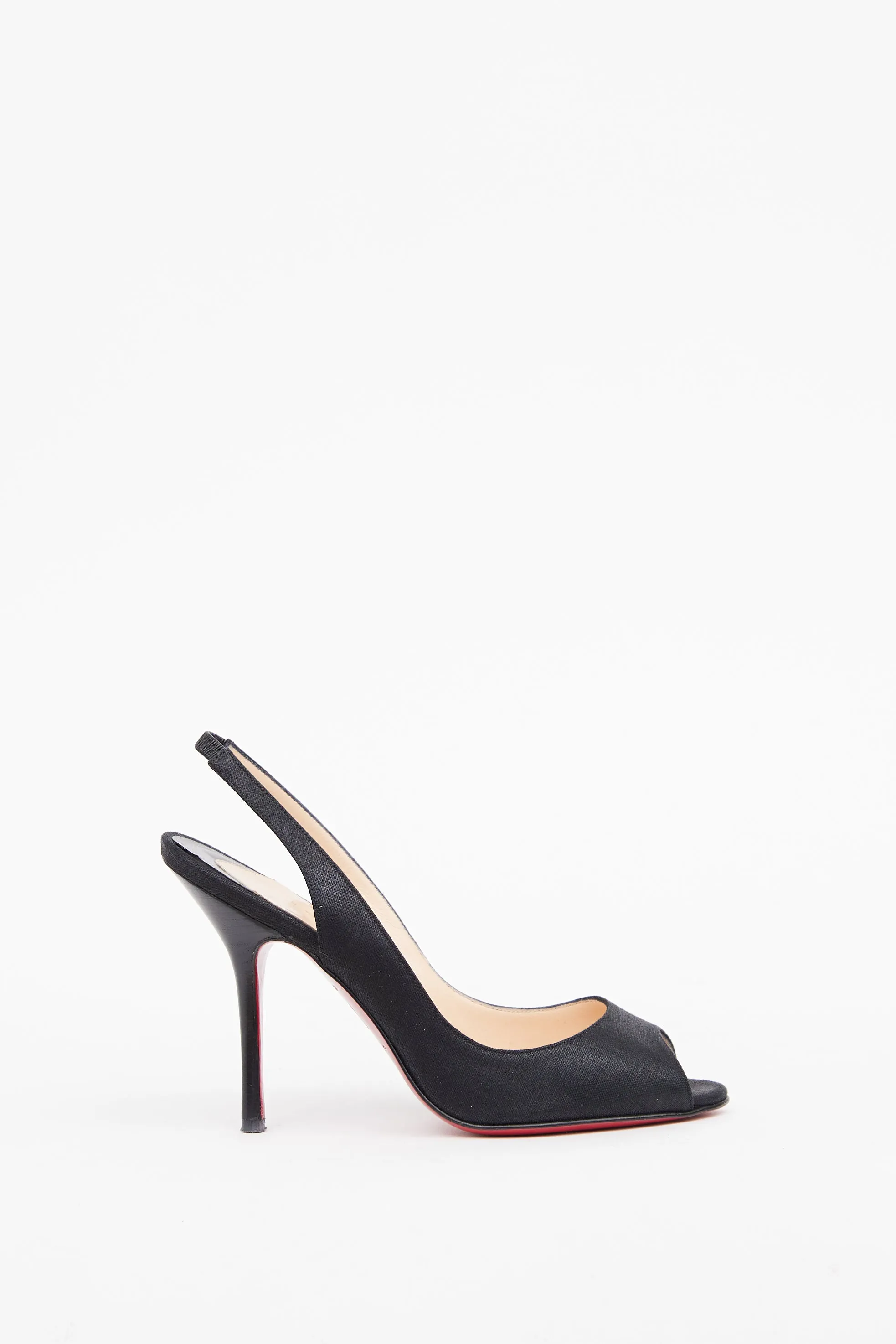 Black Peep Toe Slingback Heel