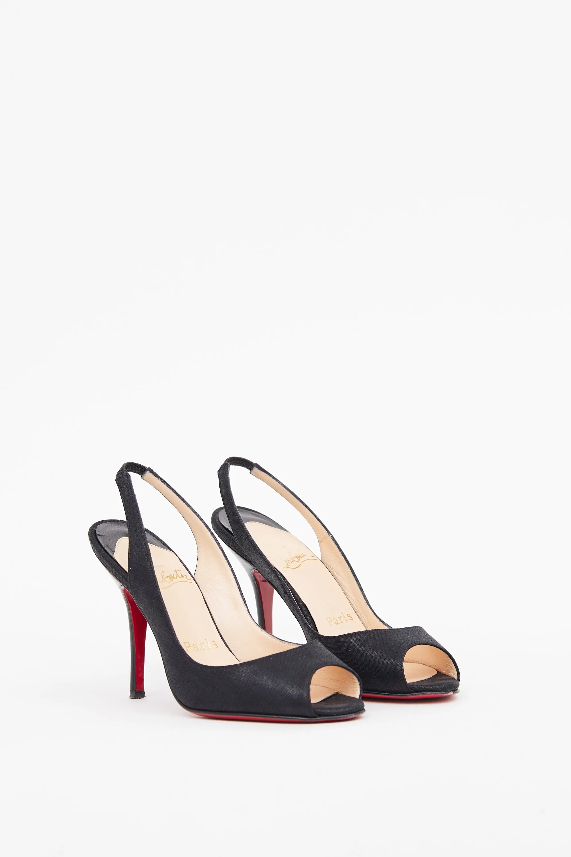 Black Peep Toe Slingback Heel