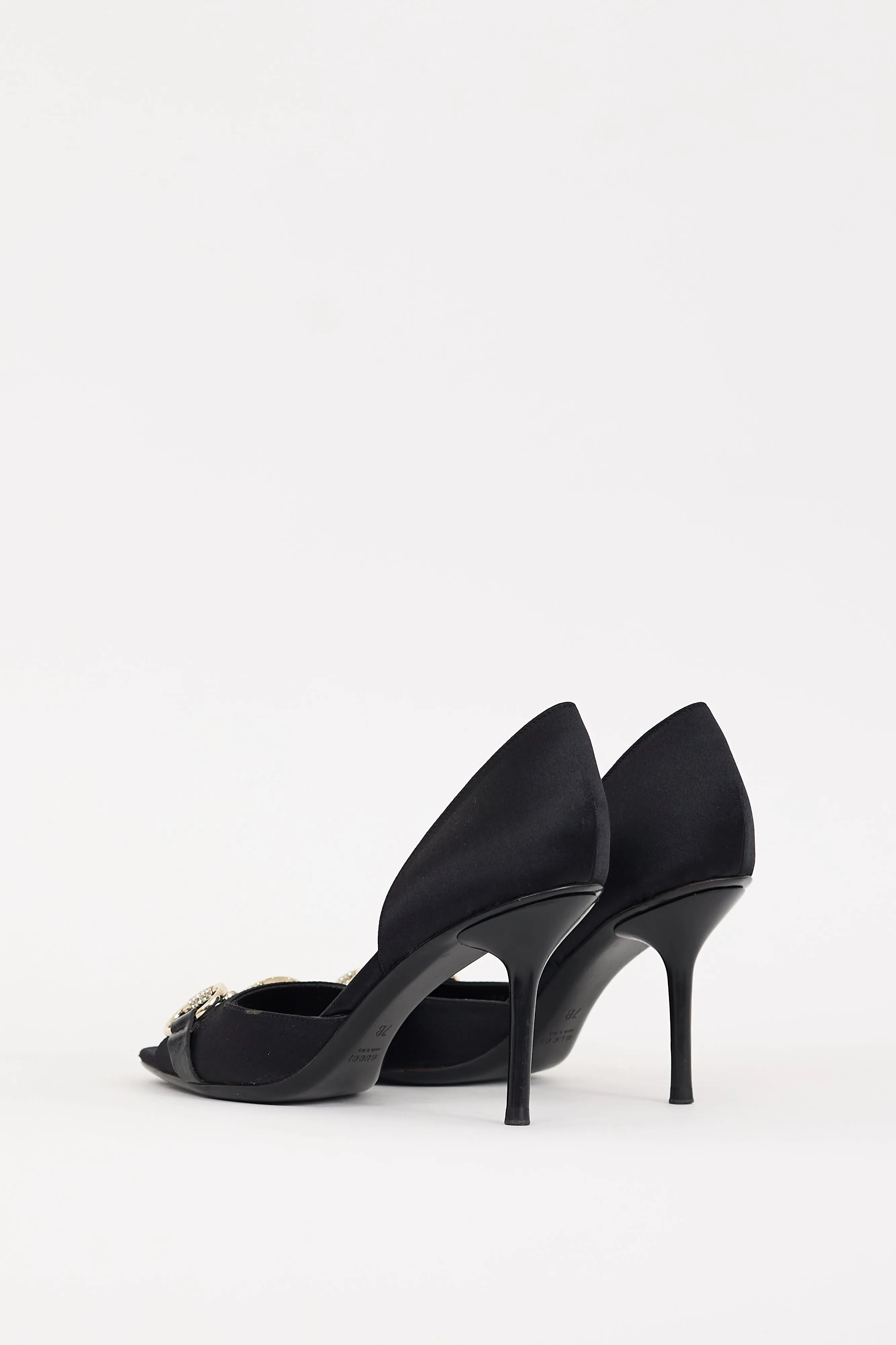 Black Satin & Crystal D'Orsay Heel