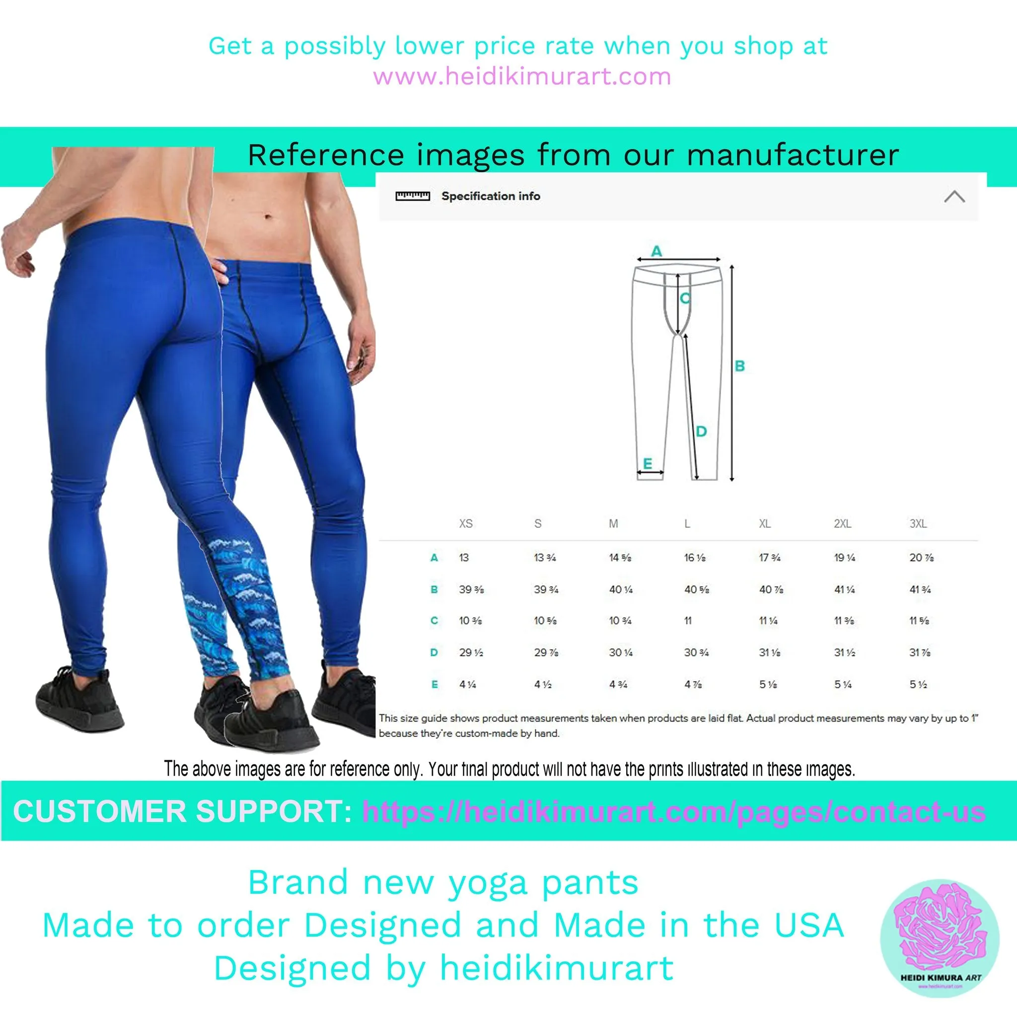 Blue Abstract Printed Men's Leggings, Designer Compression Tights For Men - Made in USA/EU/MX