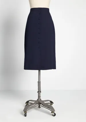 Buttoned Up in Style Midi Skirt