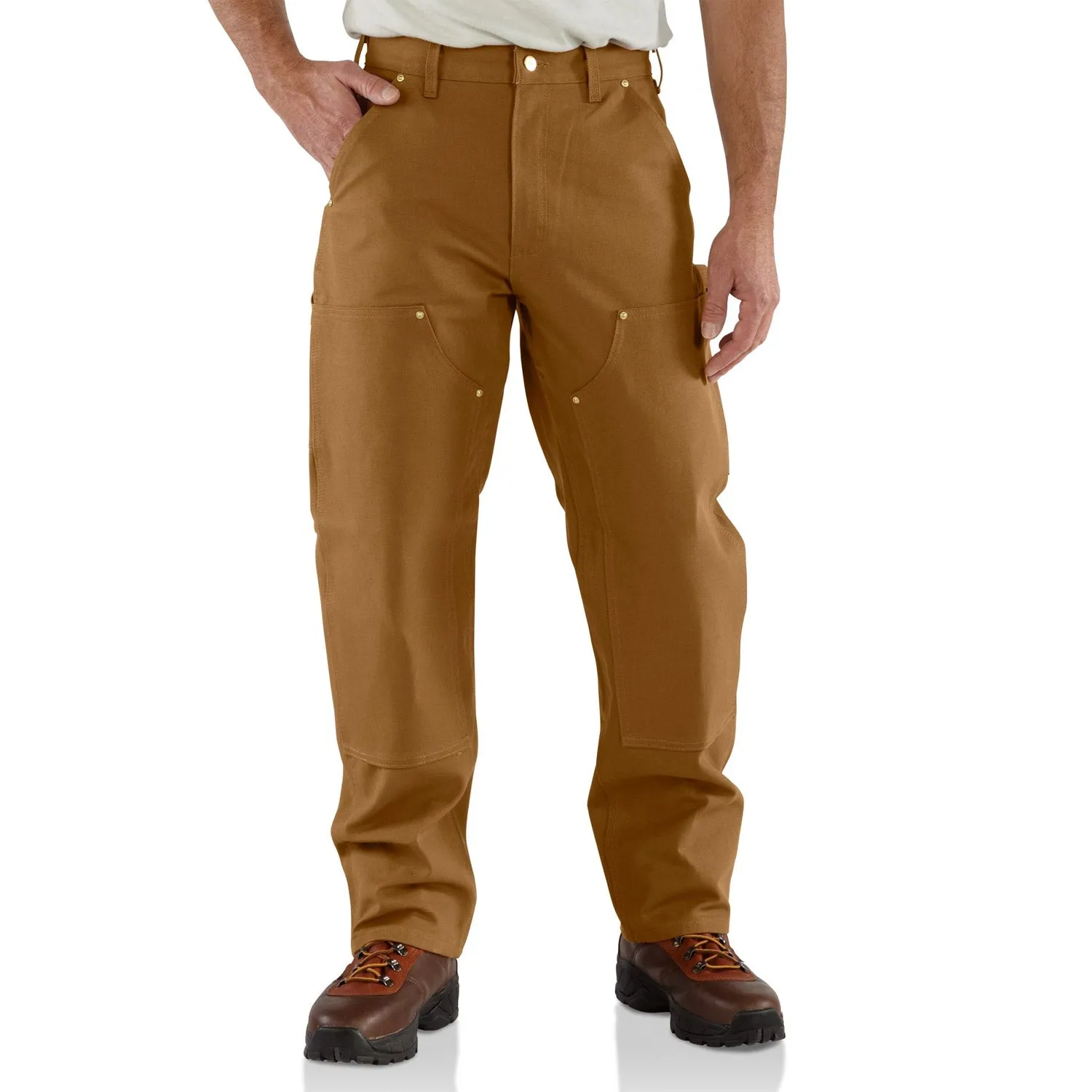 Carhartt Men's Firm Duck Double-Front Work Dungaree_Brown