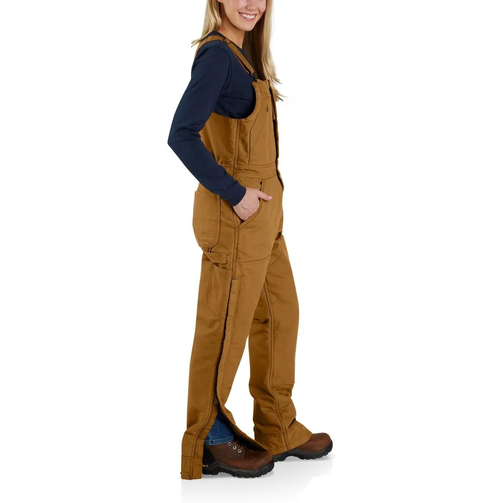 'Carhartt' Women's Loose Fit Duck Insulated Biberall - Carhartt Brown