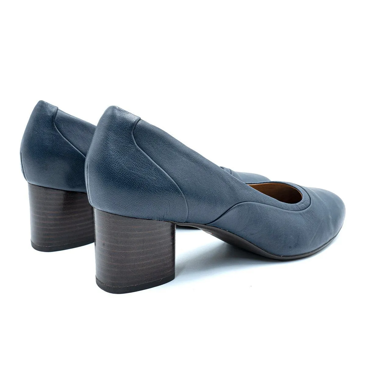 Clarks Block Pump High-Heel Shoes Leather Blue Colour For Women