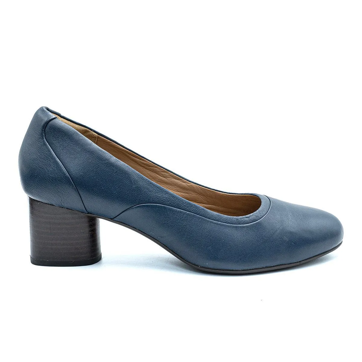 Clarks Block Pump High-Heel Shoes Leather Blue Colour For Women