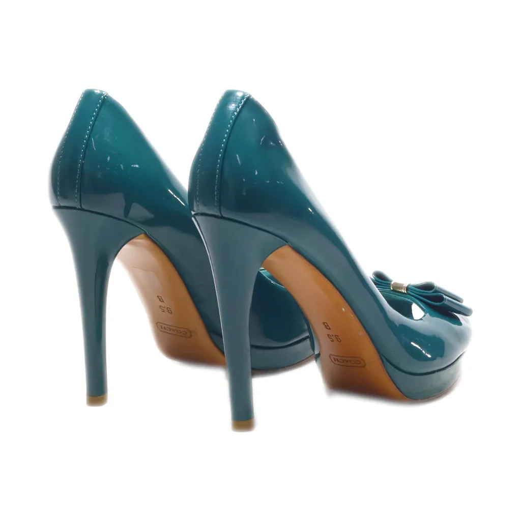 Coach Peep Toe Leather Green Colour For Women