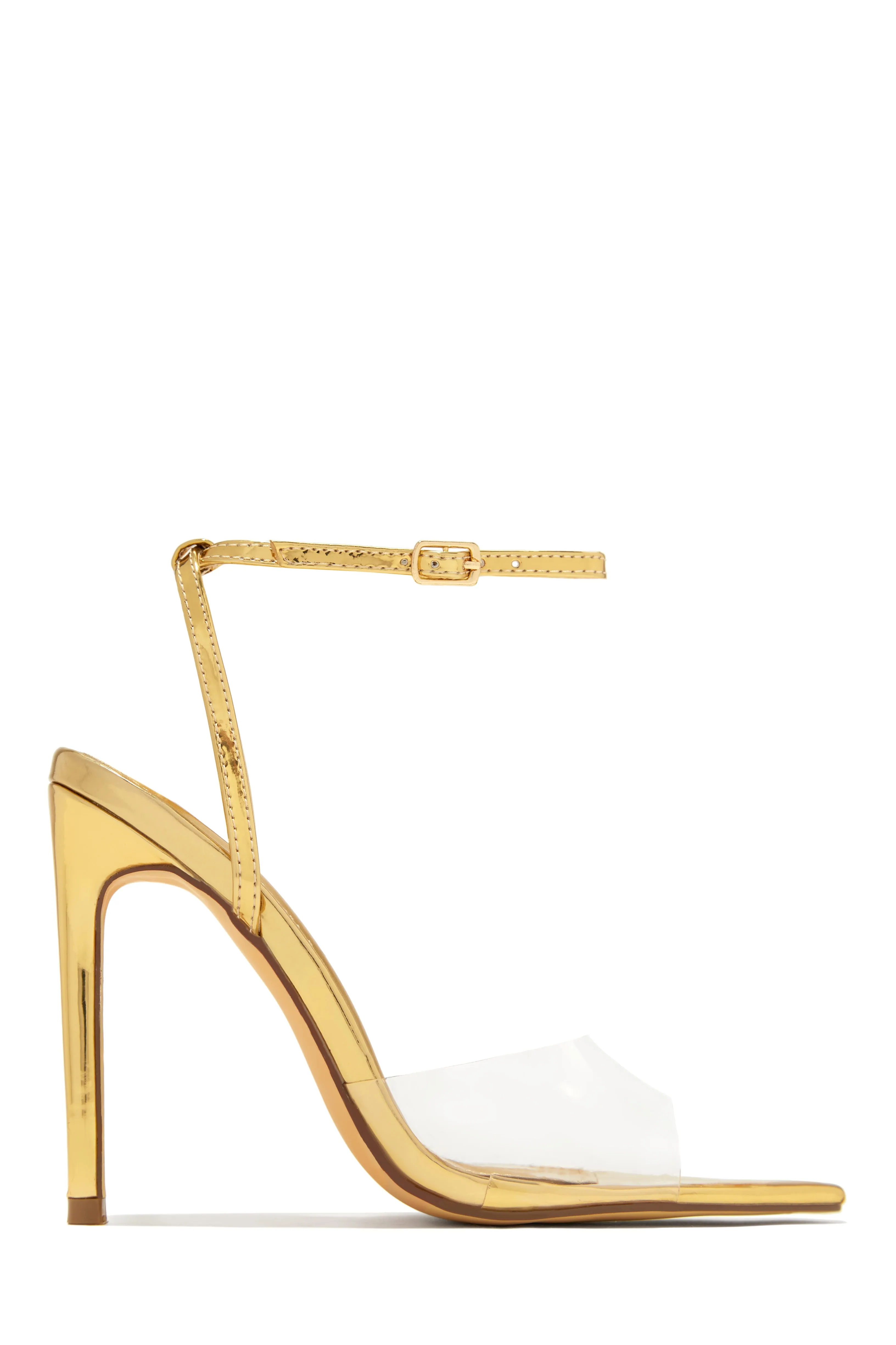 Dinner Date Clear Strap High Heels - Nude