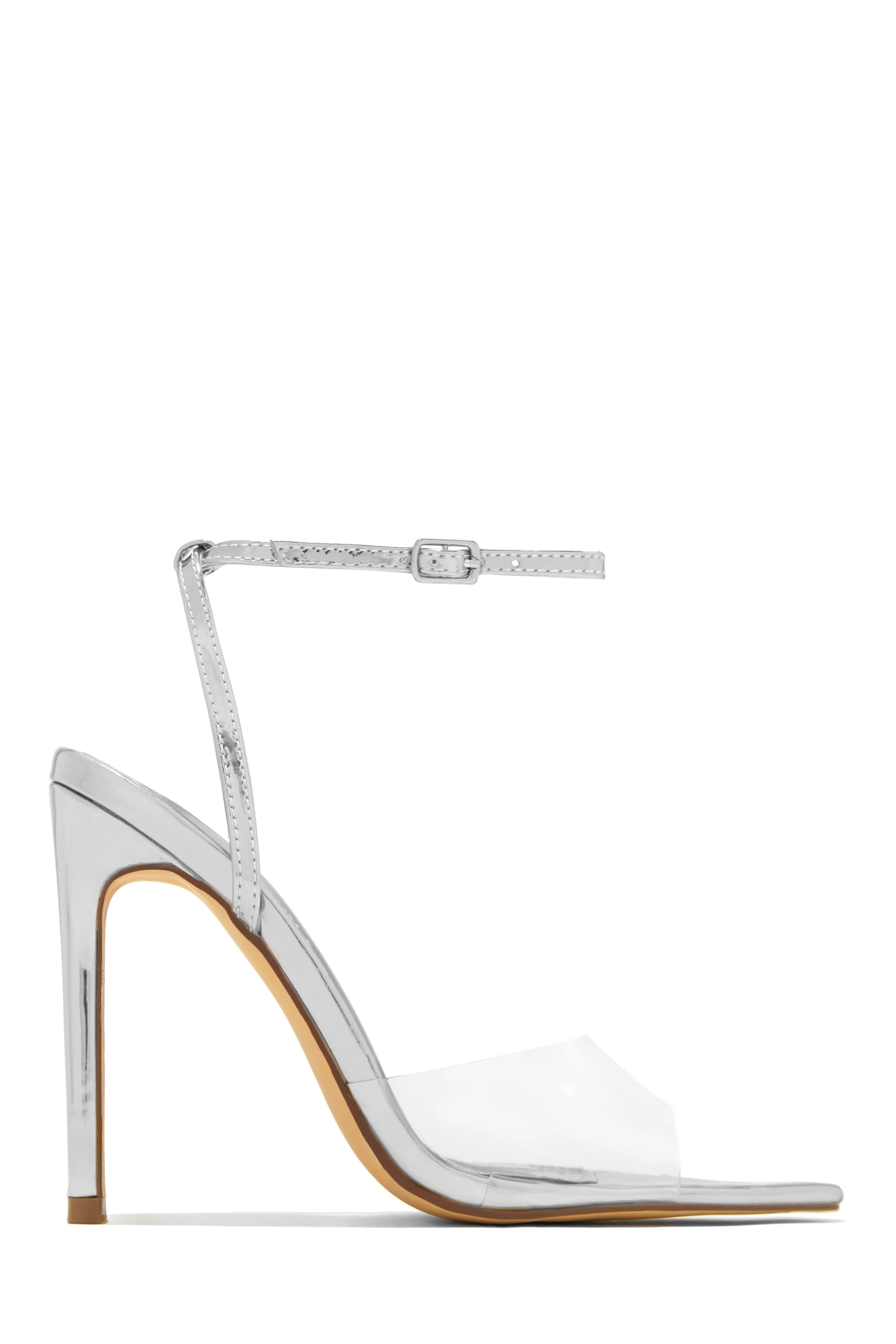 Dinner Date Clear Strap High Heels - Nude