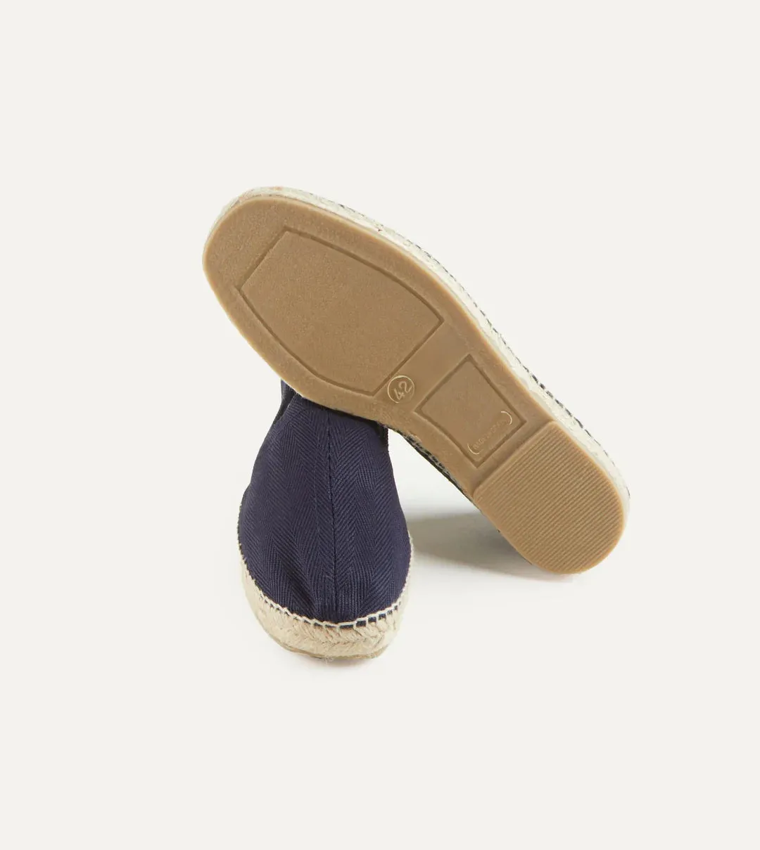 Drake's Cotton Herringbone Espadrilles / Navy