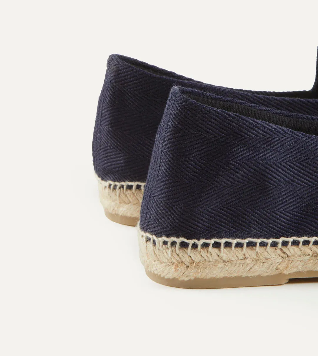 Drake's Cotton Herringbone Espadrilles / Navy