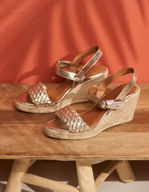 Espadrilles compensées Ambre - Cuir grainé champagne