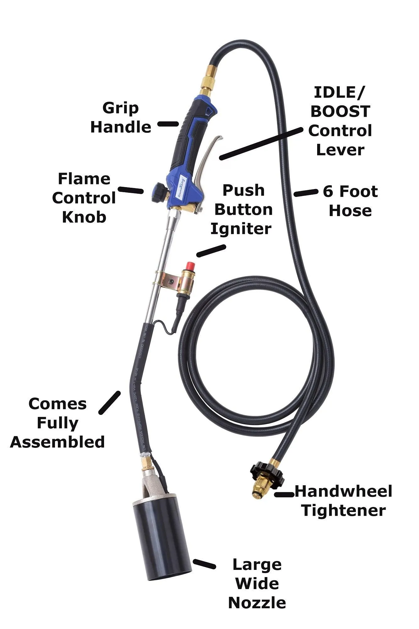 Flame King Auto Ignition Heavy Duty Propane Torch Weed Burner 340,000 BTU with Blast Trigger