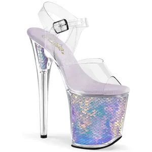 Flamingo-808MC Clear/Lavender Hologram, 8" Heel (Speed Heels)