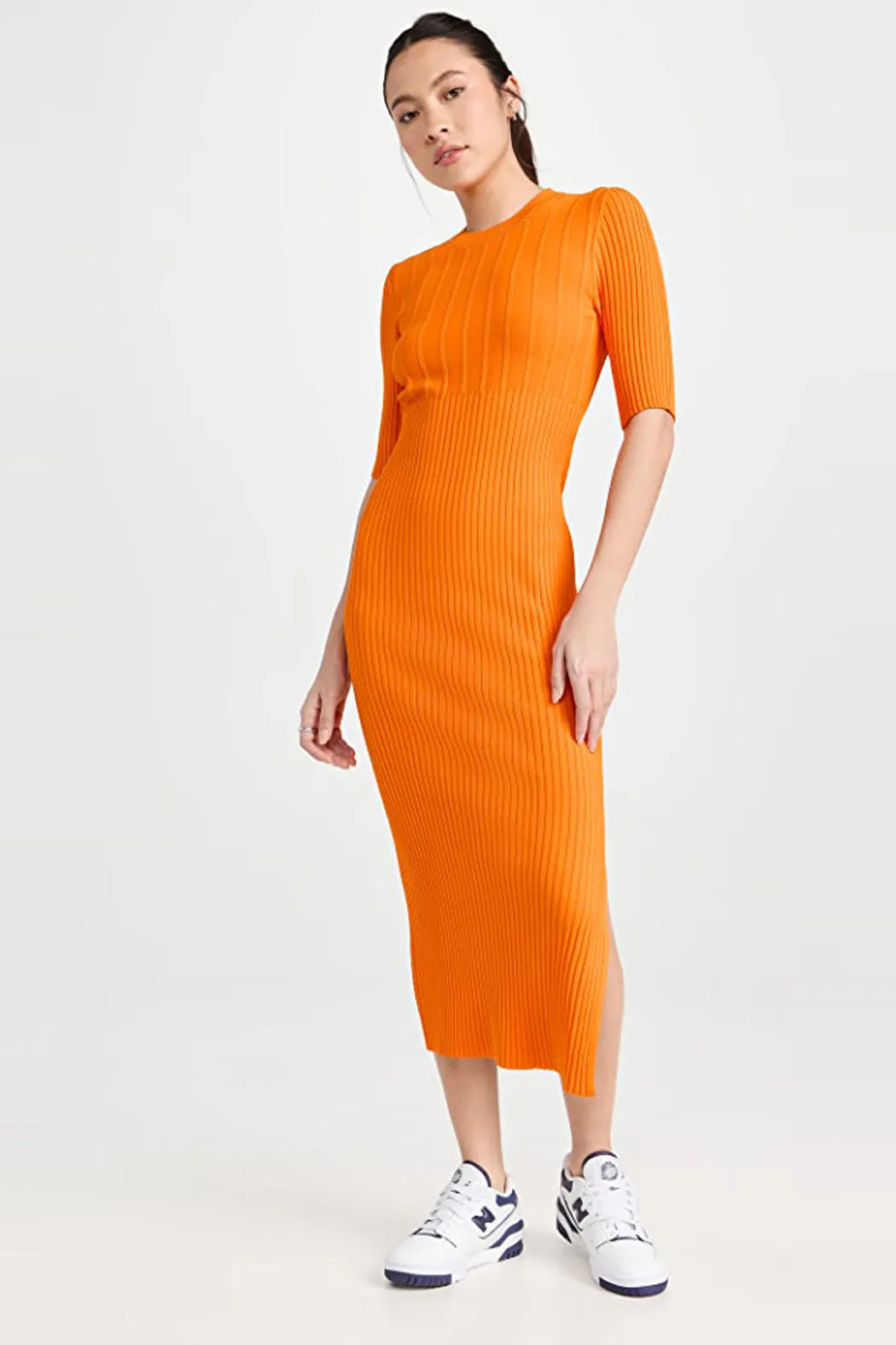 Frame - Mixed Rib Sweater Dress in Nectarine