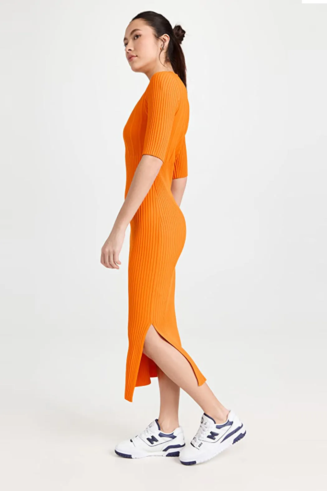 Frame - Mixed Rib Sweater Dress in Nectarine